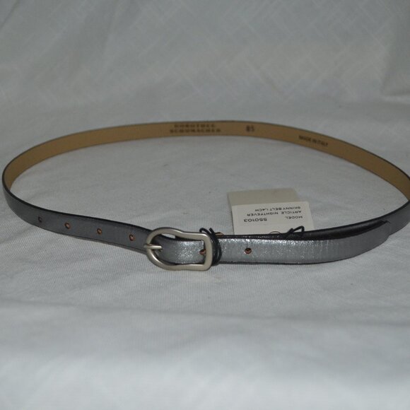 NWT $335 Sz 85 XS/S Dorothee Schumacher Nightfever Silver Leather Skinny Belt main image 11